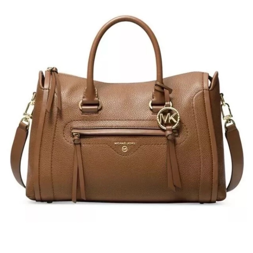 Michael Kors Carine Satchel Bag Camel Brown Leather with Strap and Dust Bag EUC